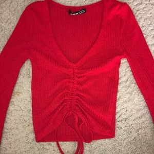 Flared Sleeve Red Top